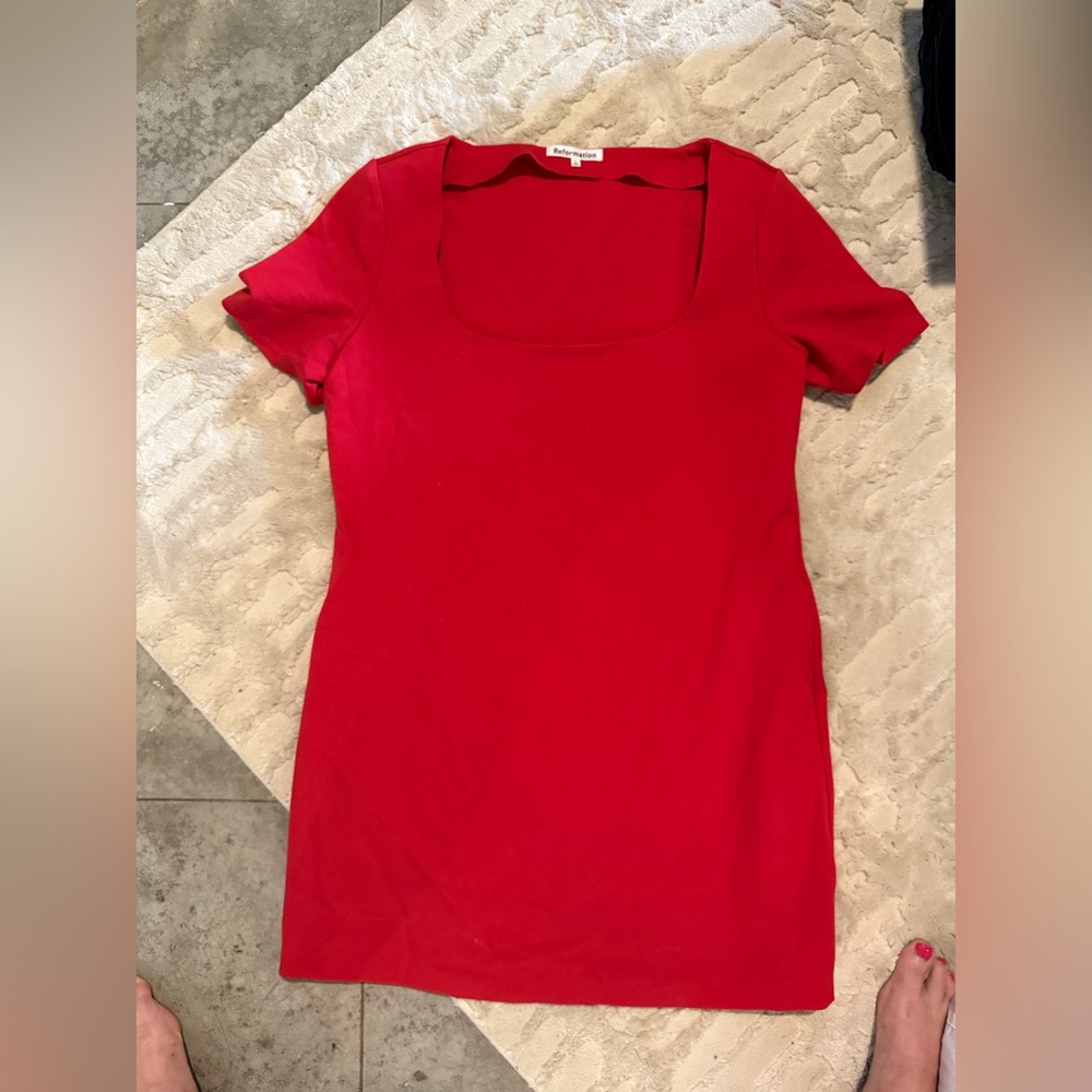Reformation Bold Red Short Sleeve Top